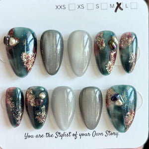 Short Almond 800-829 Design Press On Nail Selections