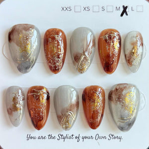 Short Almond 800-829 Design Press On Nail Selections
