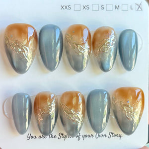 Short Almond 800-829 Design Press On Nail Selections