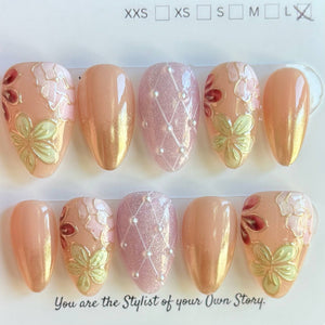 Short Almond 800-829 Design Press On Nail Selections