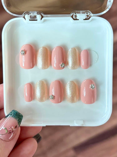 KIDS Pink Floral Press On Nail Set Size XXS/4