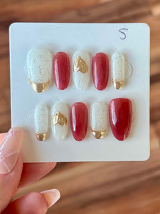 Pink & Red Press On Nails