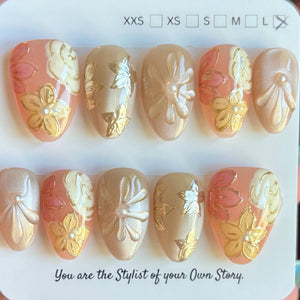 Short Almond 800-829 Design Press On Nail Selections