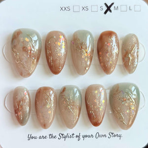 Short Almond 800-829 Design Press On Nail Selections