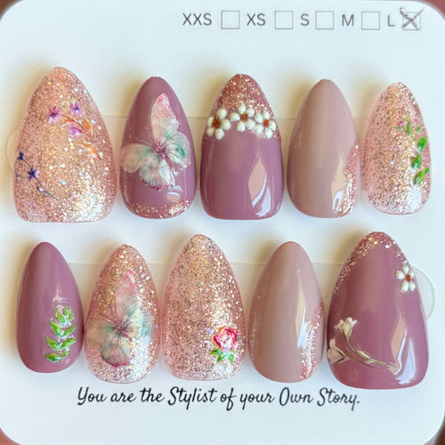 51 Press On Nail Set Size L