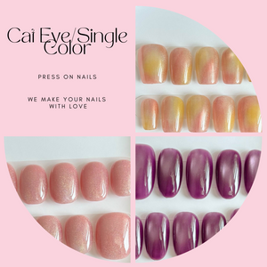 Cat Eye/Single 100-116 Color Press On Nail Selections