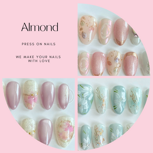 Short Almond 800-829 Design Press On Nail Selections